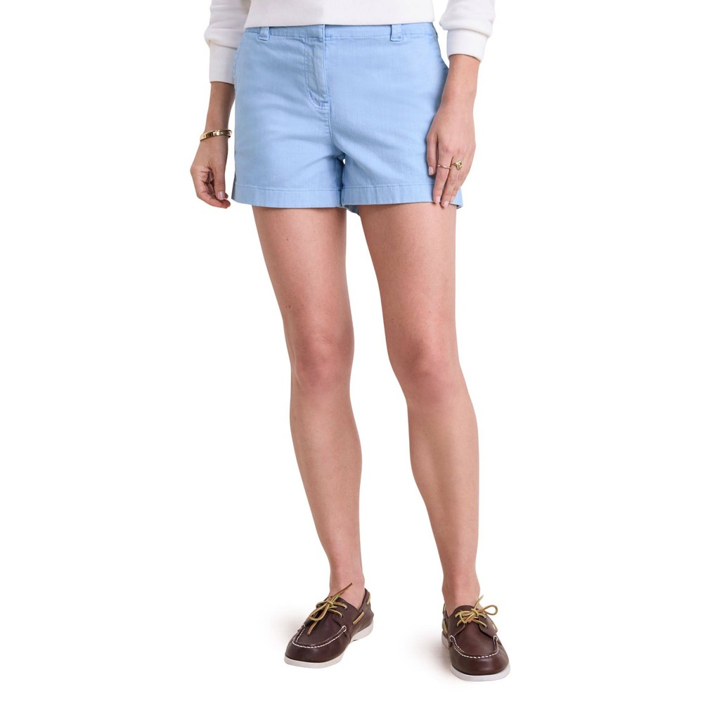Vineyard Vines Womens Blue Herringbone Stretch Cotton Chino Shorts Size 4